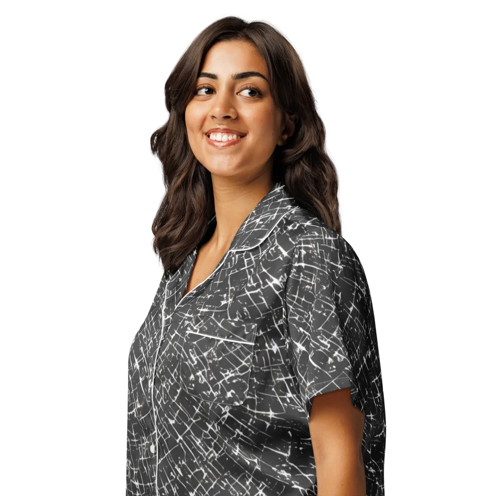 Obsidian Crackle on Women's Short Sleeve Pajama Top — Left Front