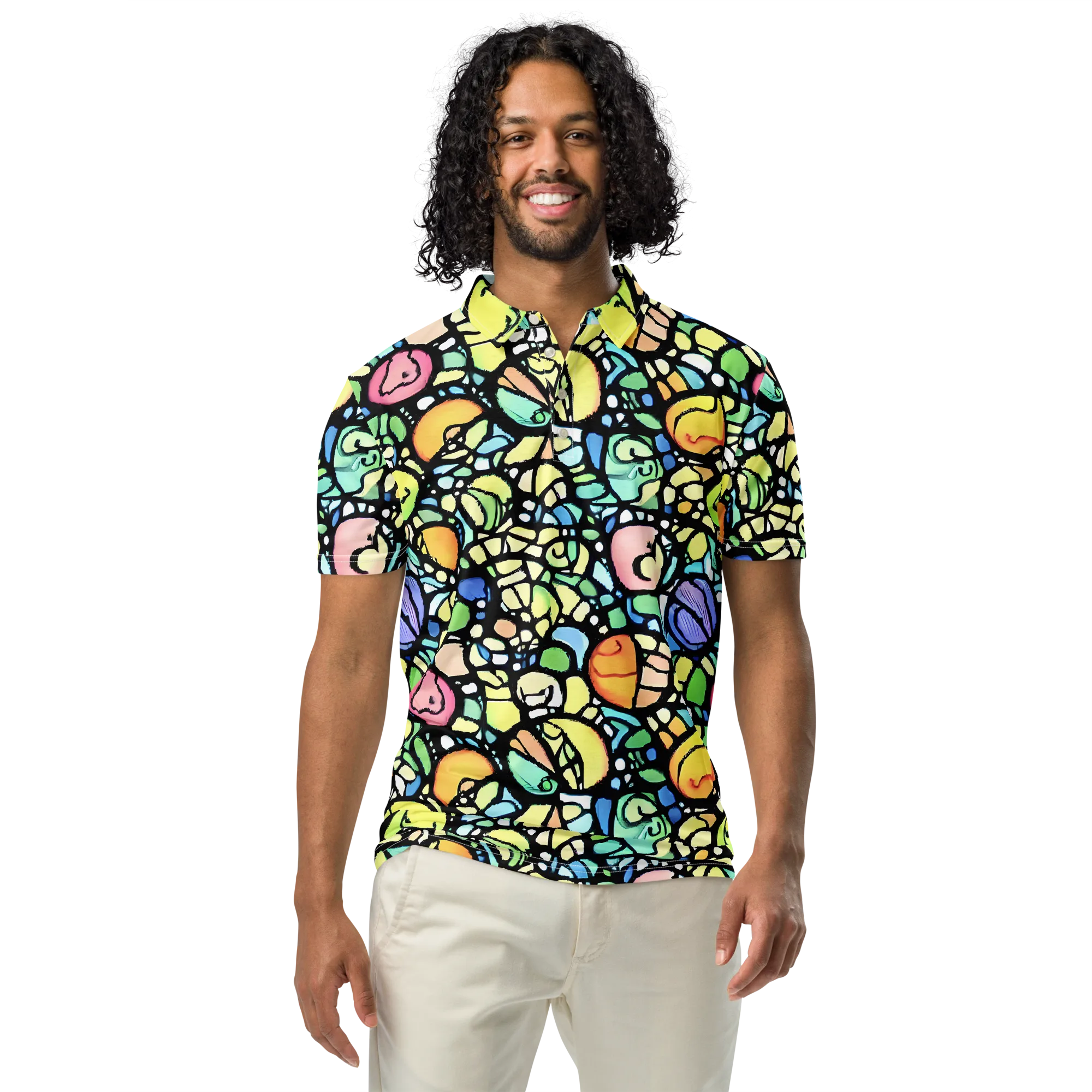 Juicy Geometry on Men's Slim Fit Polo Shirt — Front