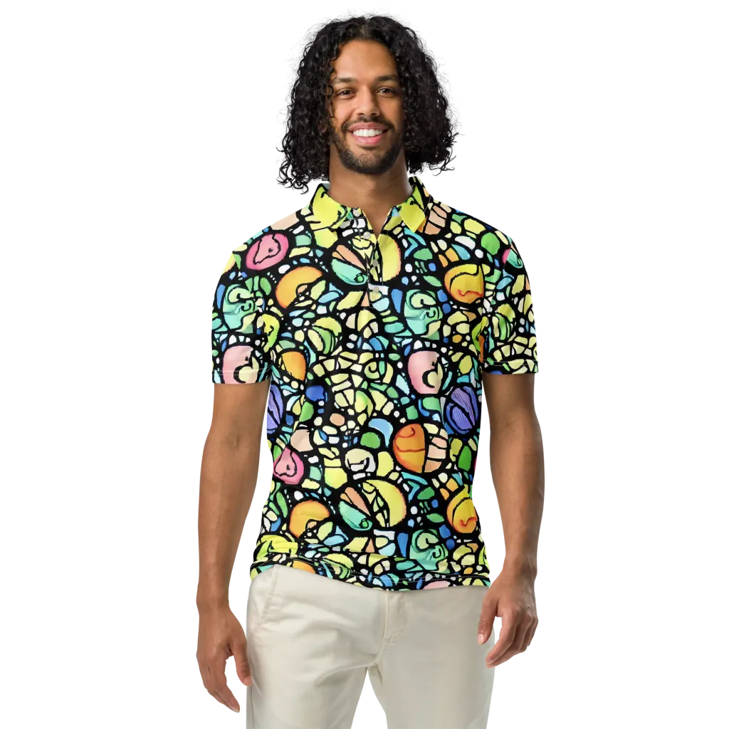 Juicy Geometry on Men's Slim Fit Polo Shirt — Front