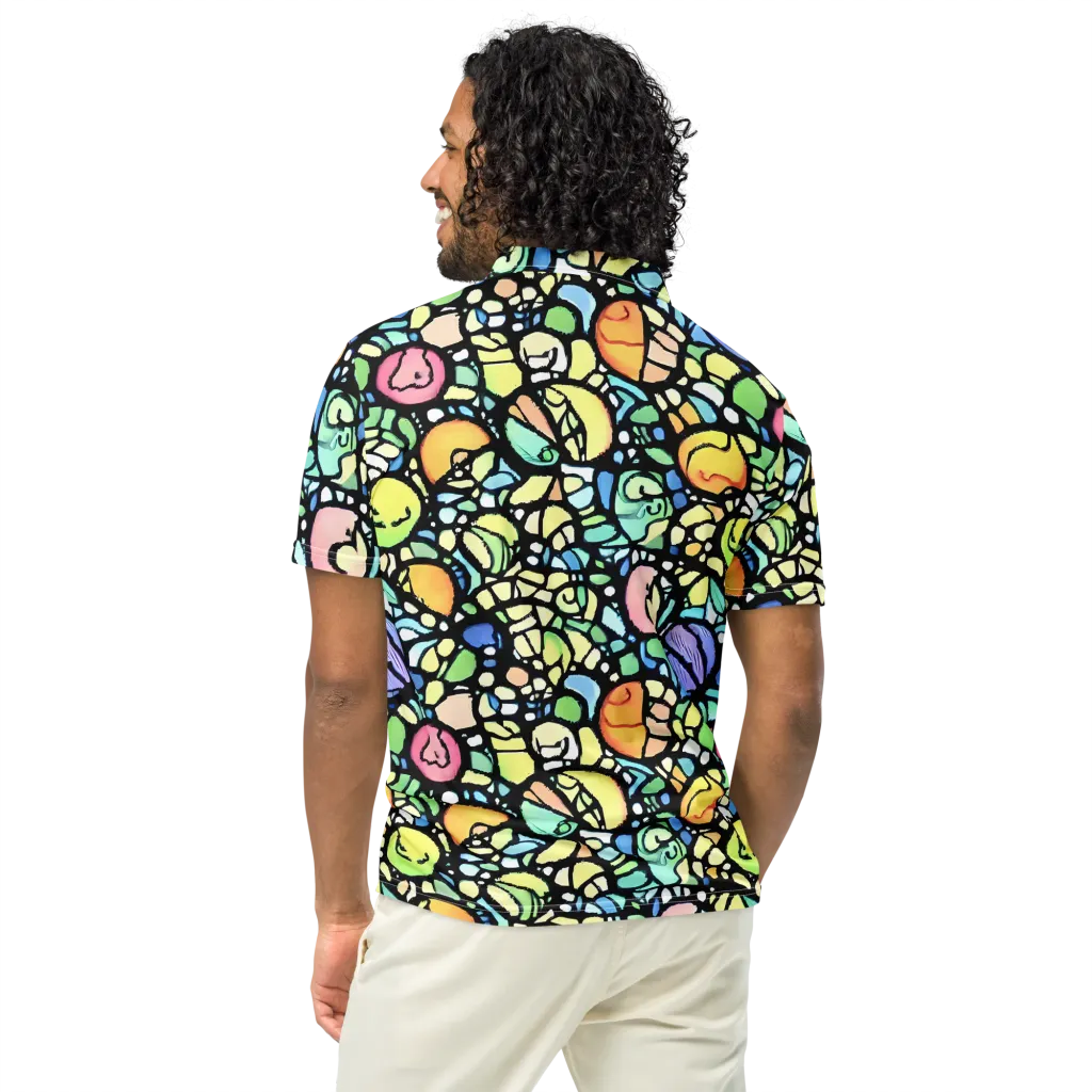 Juicy Geometry on Men's Slim Fit Polo Shirt — Back