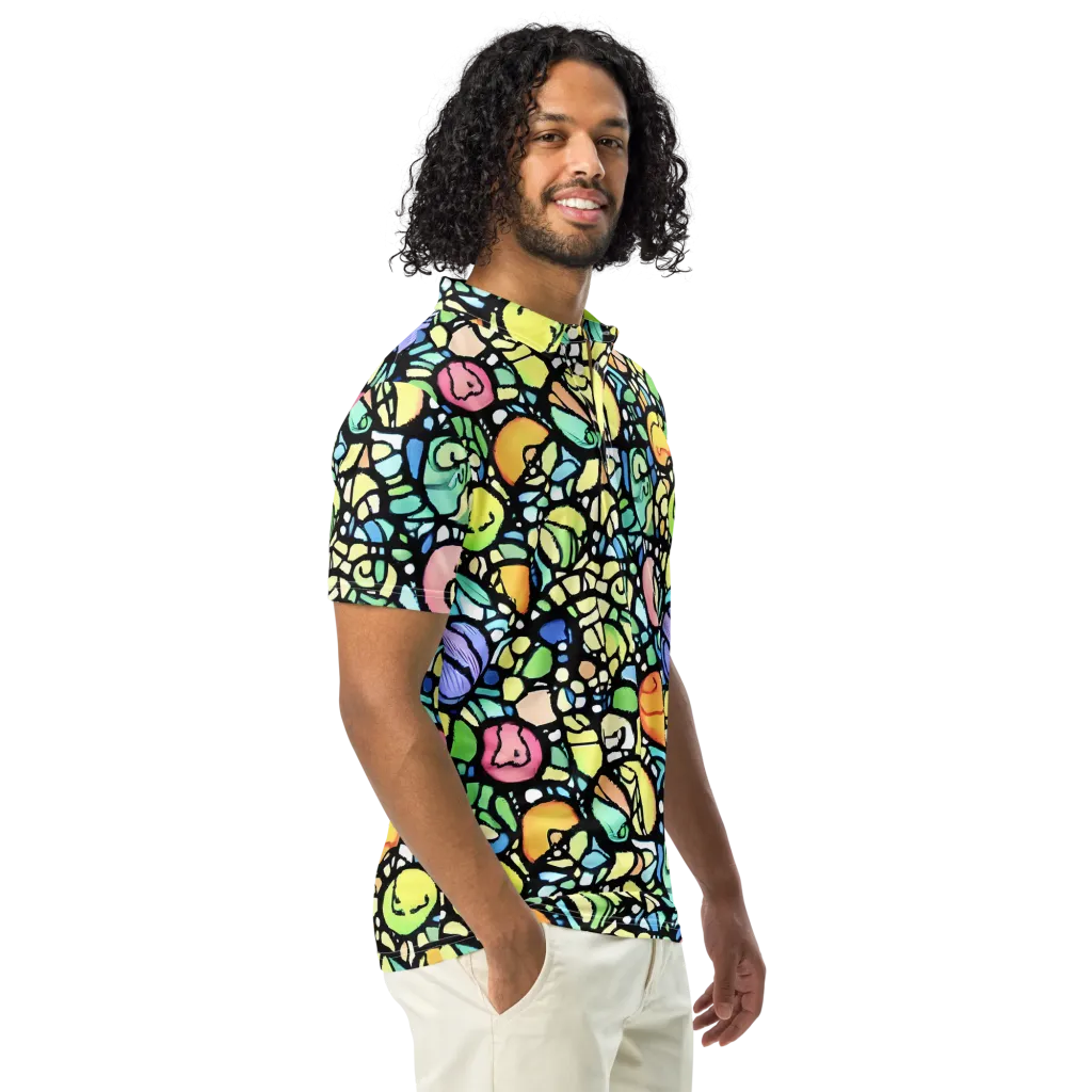 Juicy Geometry on Men's Slim Fit Polo Shirt — Right Front