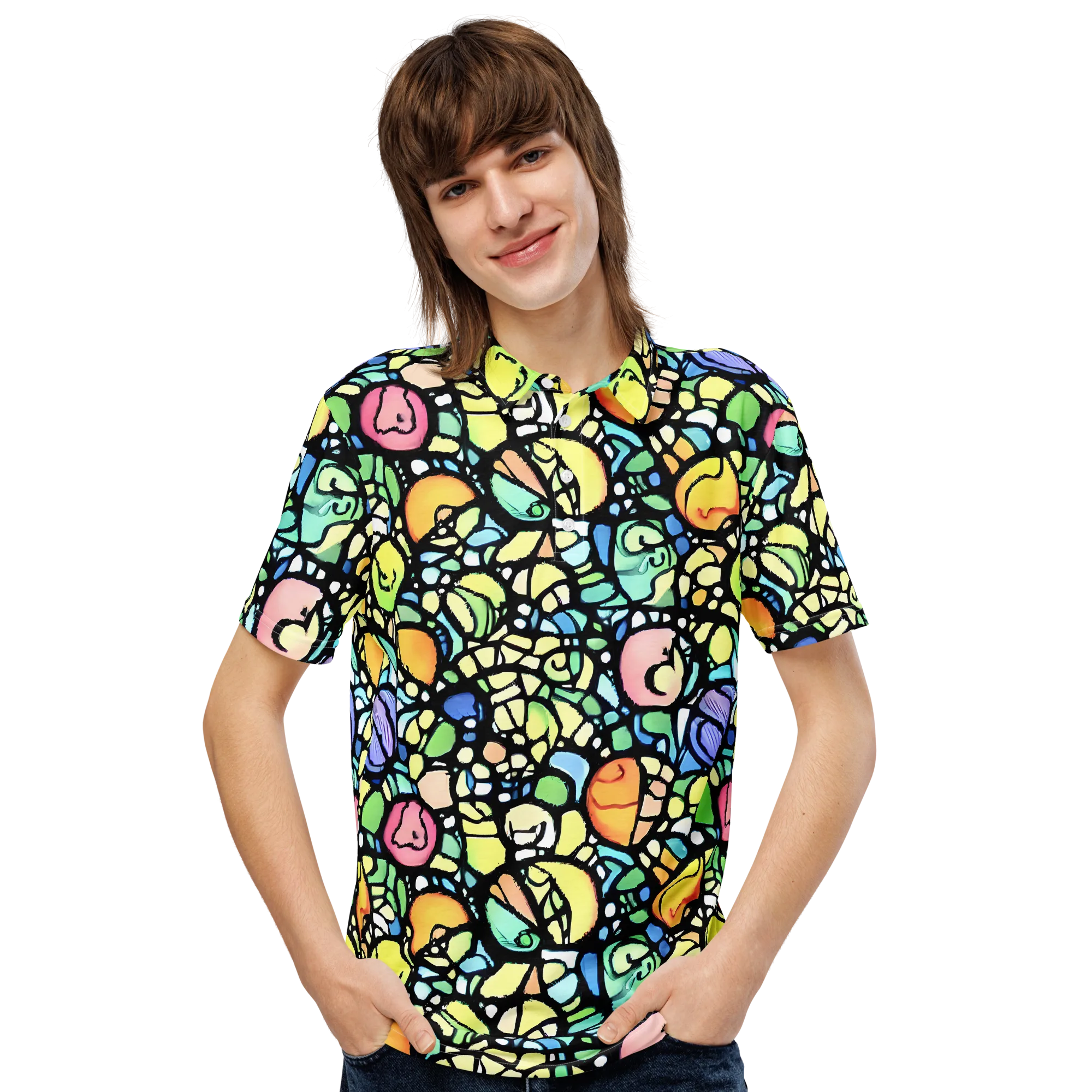 Juicy Geometry on Men's Slim Fit Polo Shirt — Front