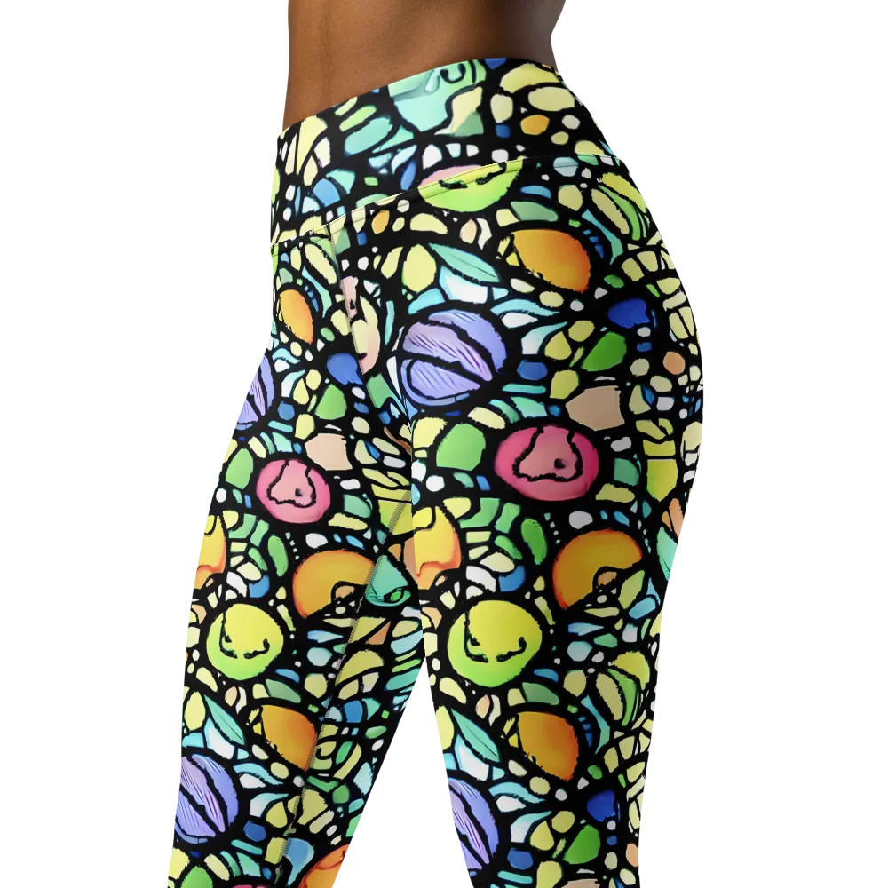 Juicy Geometry on Yoga Leggings — Left Front