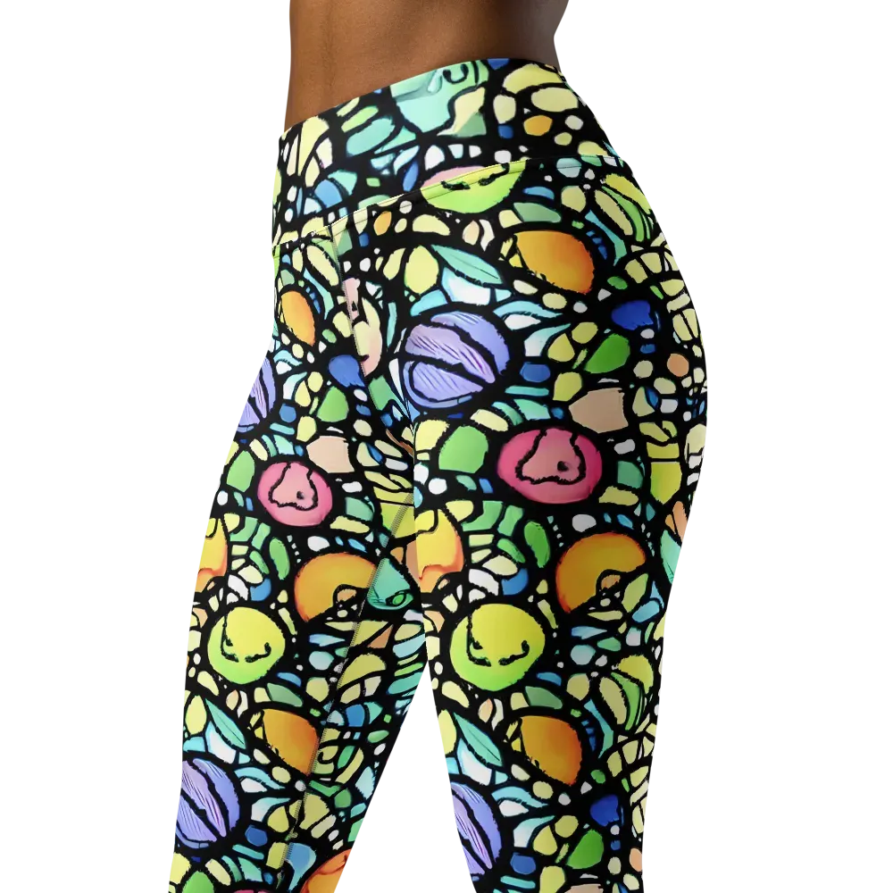 Juicy Geometry on Yoga Leggings — Left Front
