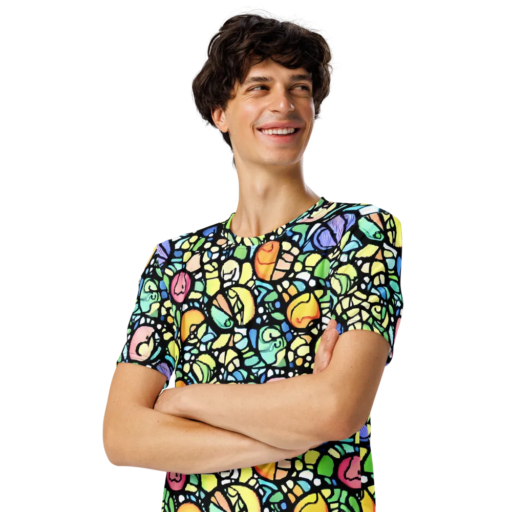 Juicy Geometry on Men's Crew Neck T-Shirt — Left Front