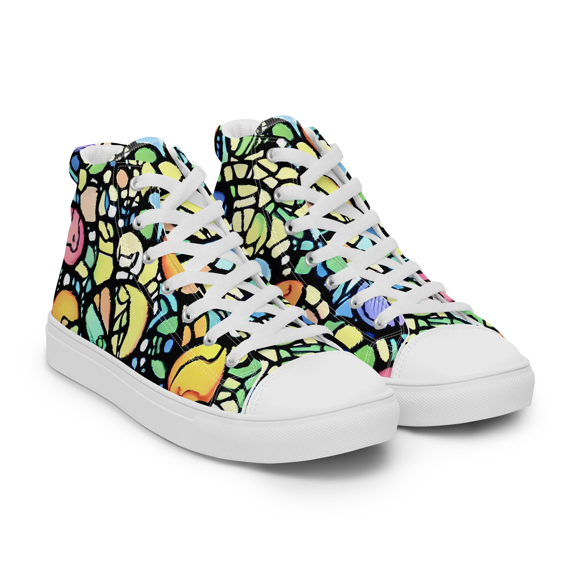 Juicy Geometry on Men's High Top Canvas Shoes — Right Front