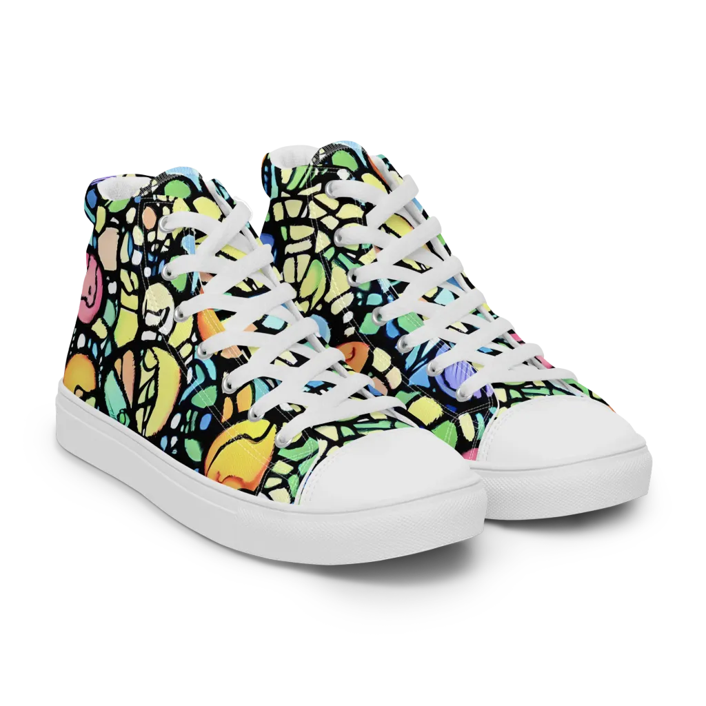 Juicy Geometry on Men's High Top Canvas Shoes — Right Front