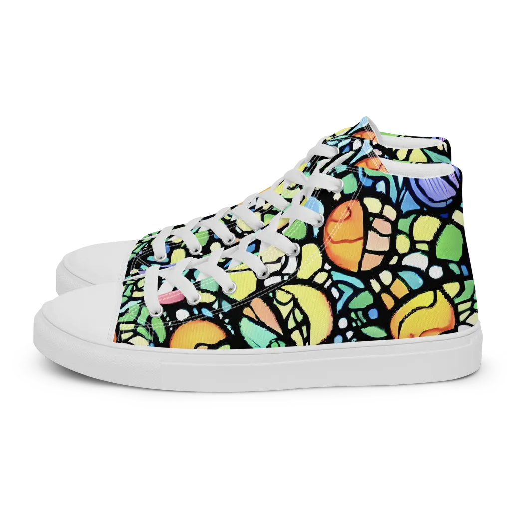 Juicy Geometry on Men's High Top Canvas Shoes — Left