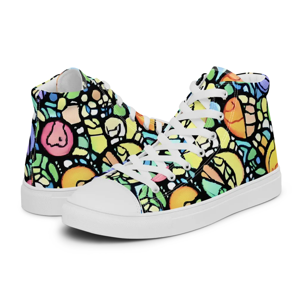 Juicy Geometry on Men's High Top Canvas Shoes — Left