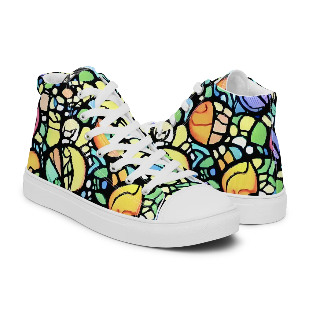 Juicy Geometry on Men's High Top Canvas Shoes — Right