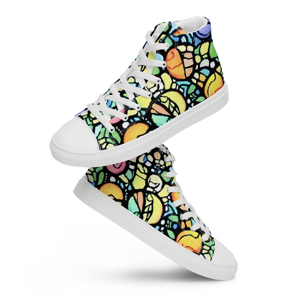 Juicy Geometry on Men's High Top Canvas Shoes — Front