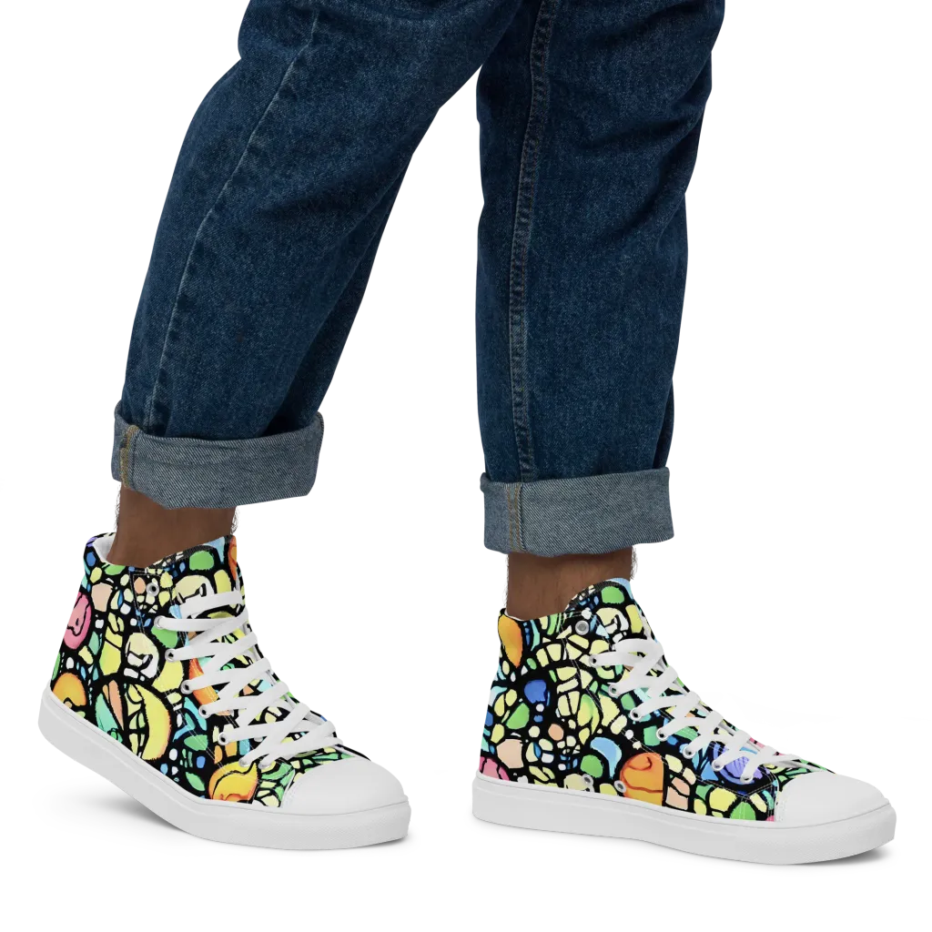Juicy Geometry on Men's High Top Canvas Shoes — Right