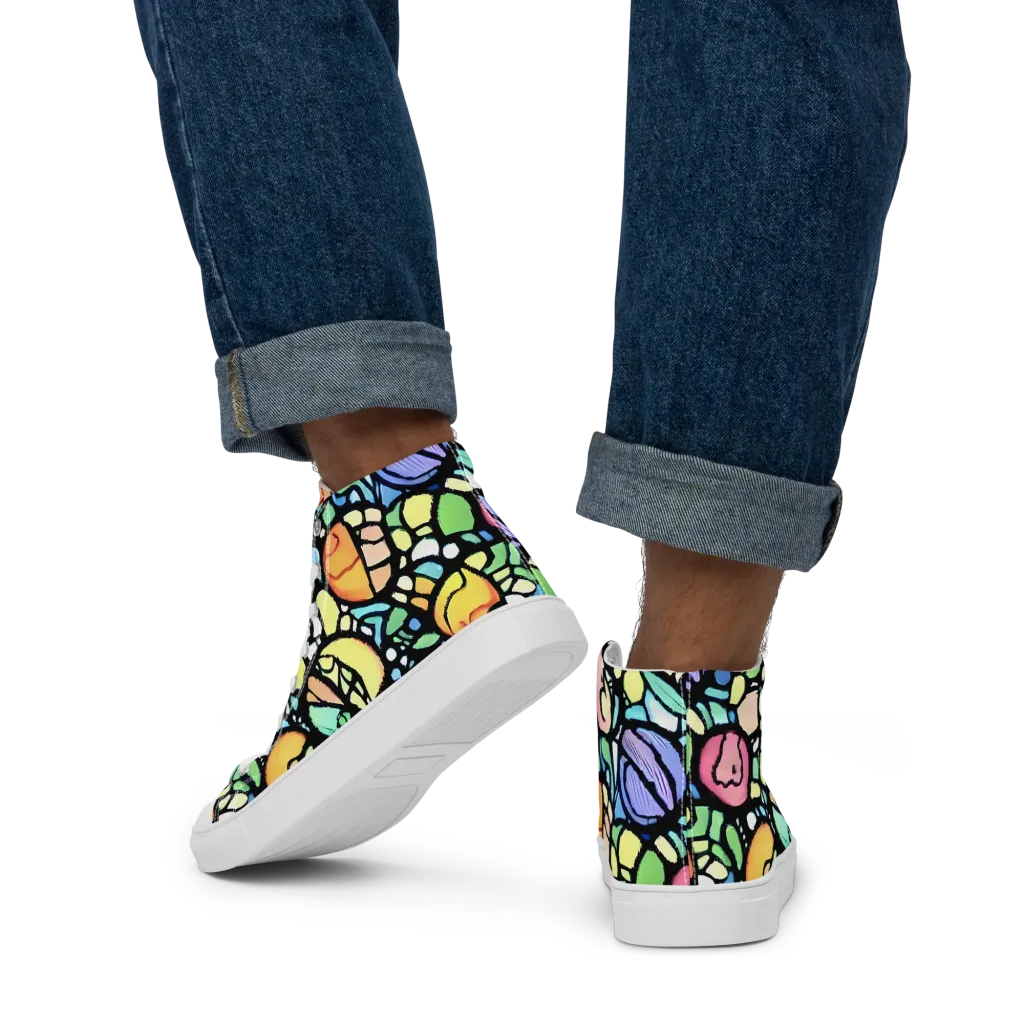 Juicy Geometry on Men's High Top Canvas Shoes — Back
