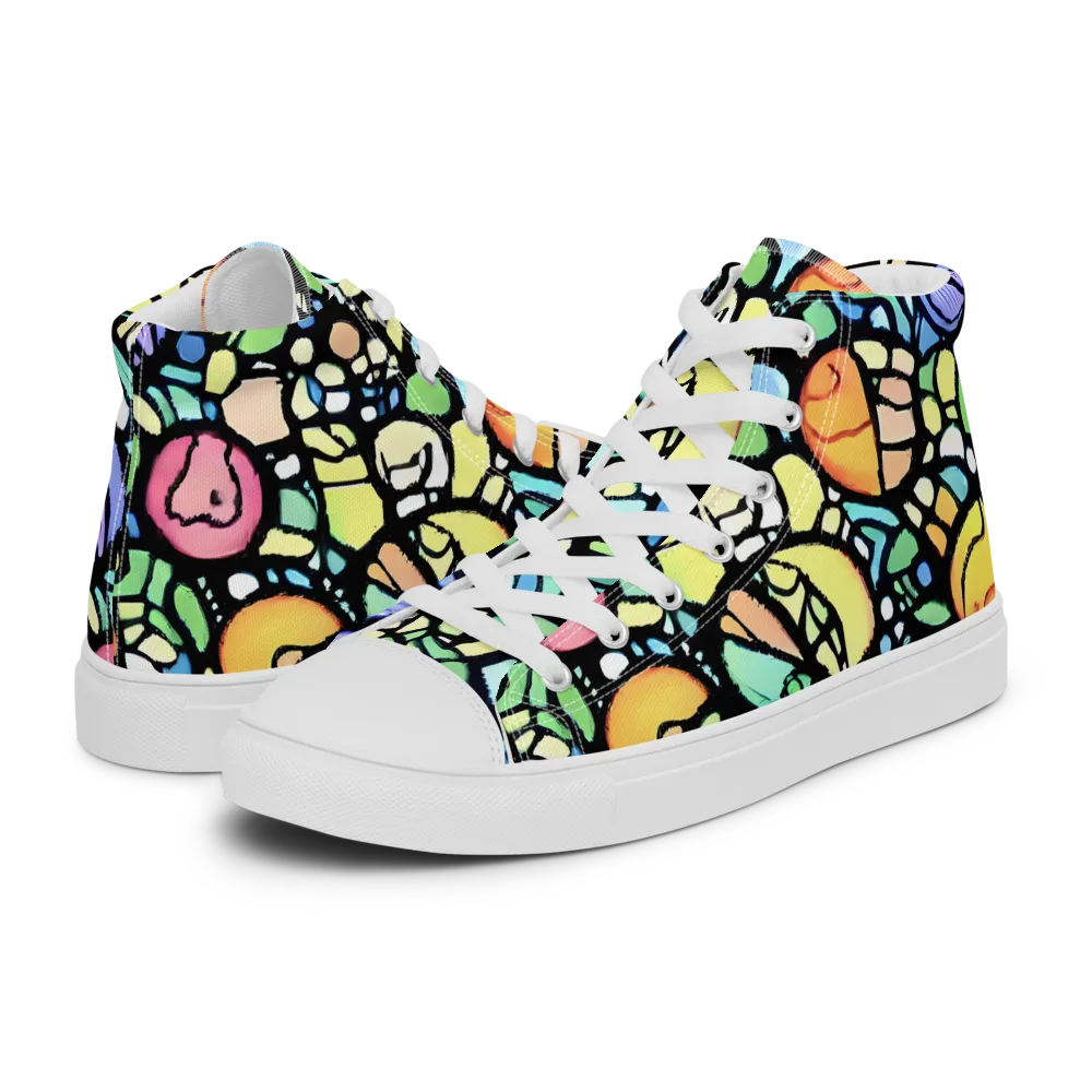 Juicy Geometry on Women's High Top Canvas Shoes — Left