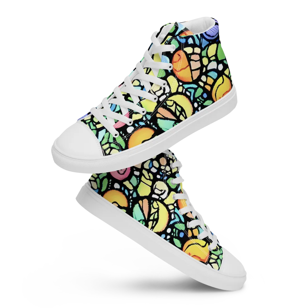 Juicy Geometry on Women's High Top Canvas Shoes — Front