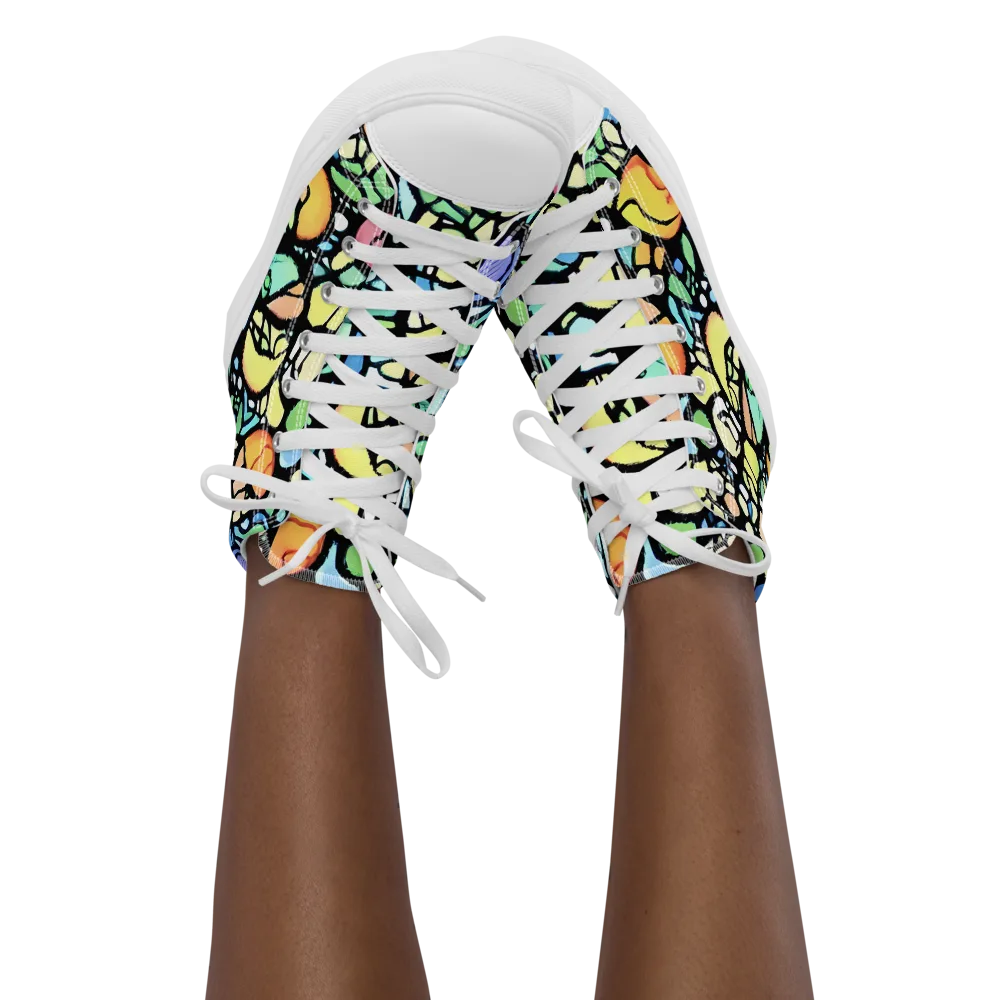 Juicy Geometry on Women's High Top Canvas Shoes — Front