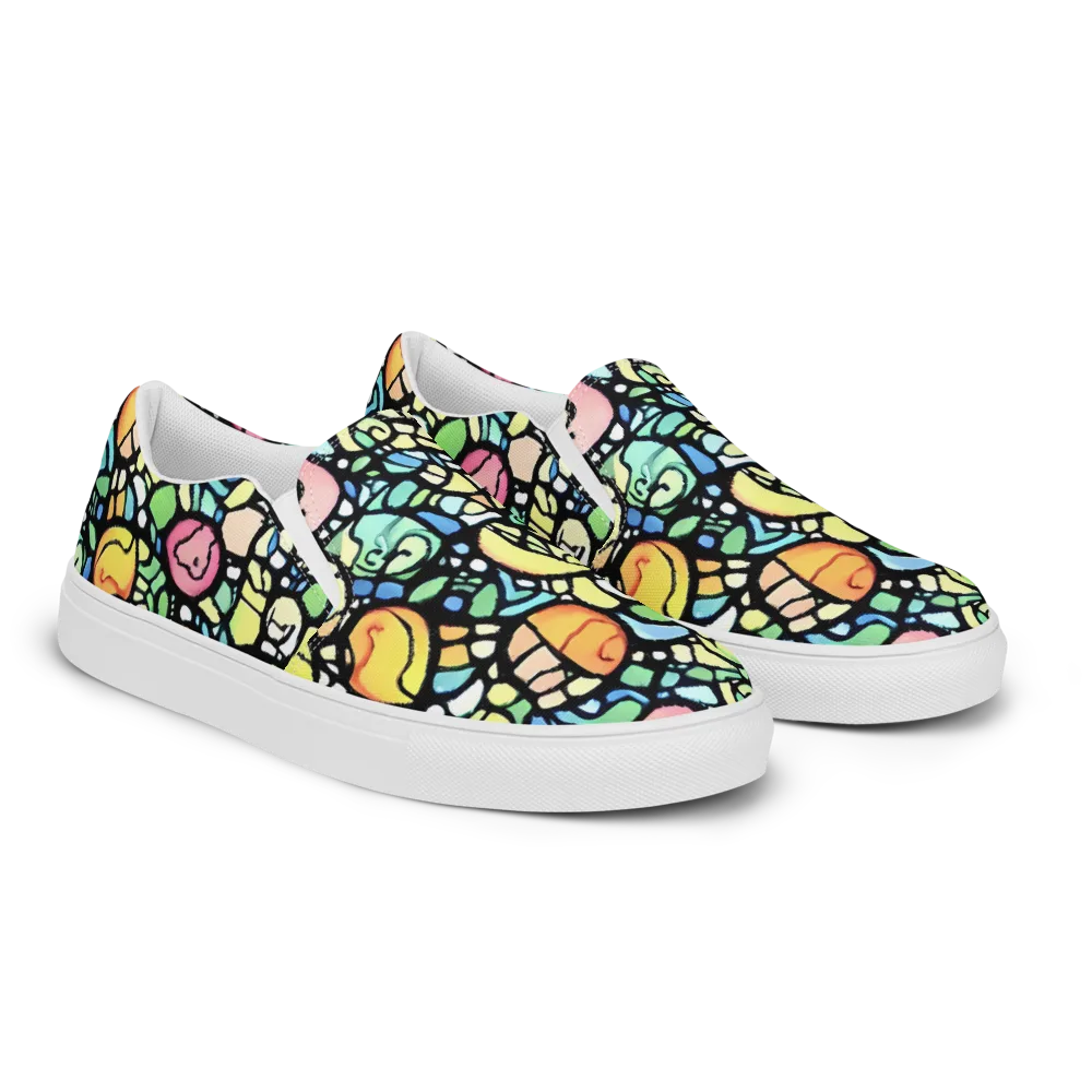 Juicy Geometry on Men's Slip-On Canvas Shoes — Right Front