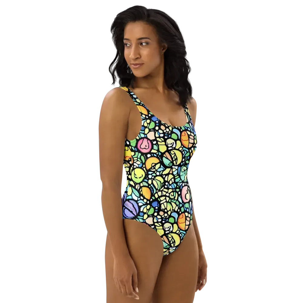 Juicy Geometry on One-Piece Swimsuit — Right