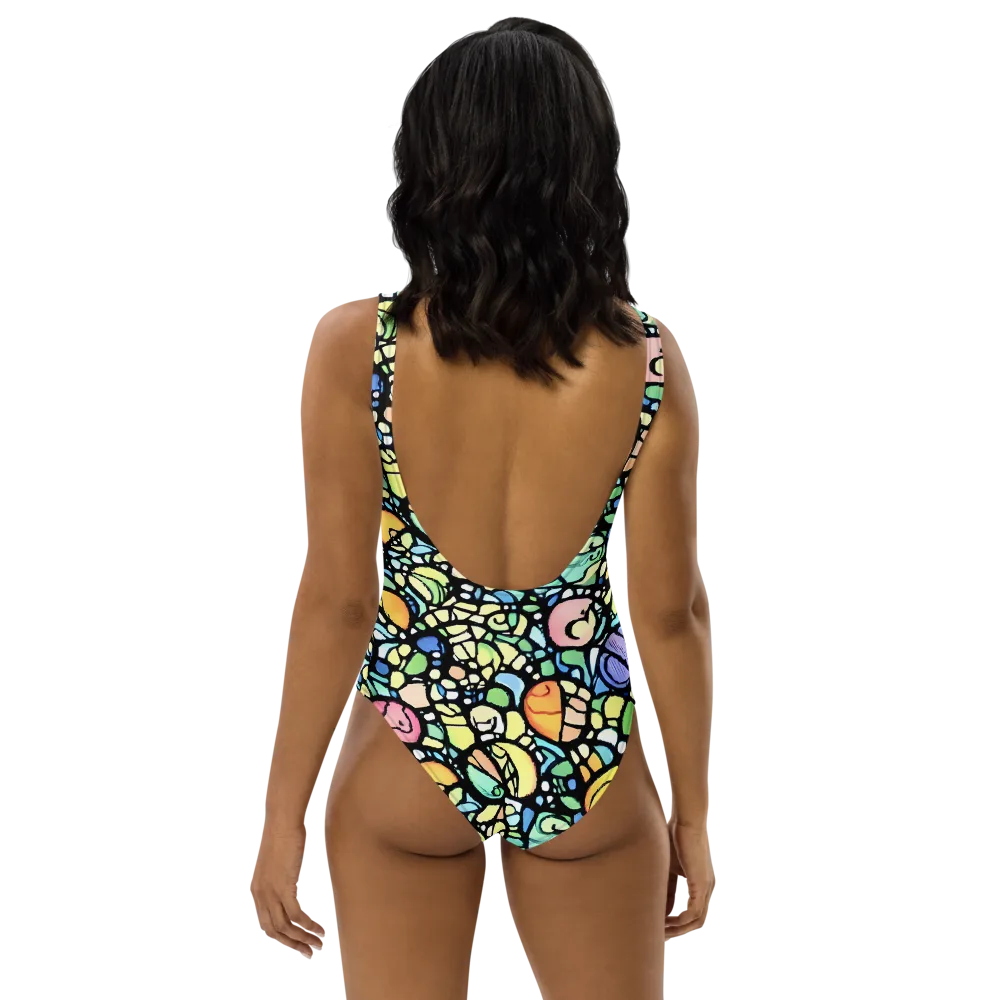 Juicy Geometry on One-Piece Swimsuit — Back