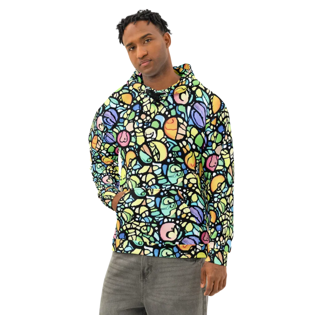 Juicy Geometry on Cotton Hoodie — Left Front