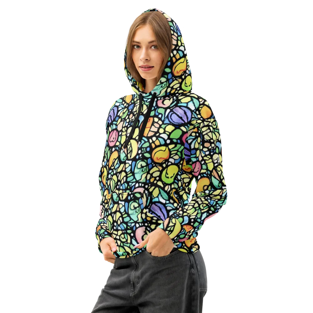 Juicy Geometry on Cotton Hoodie — Left Front