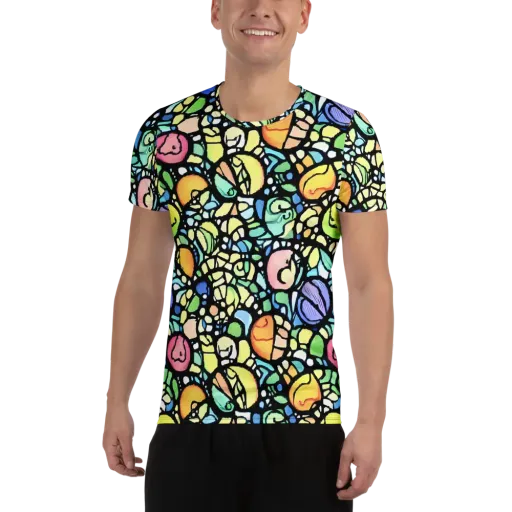 Juicy Geometry on a Men's Athletic T-Shirt