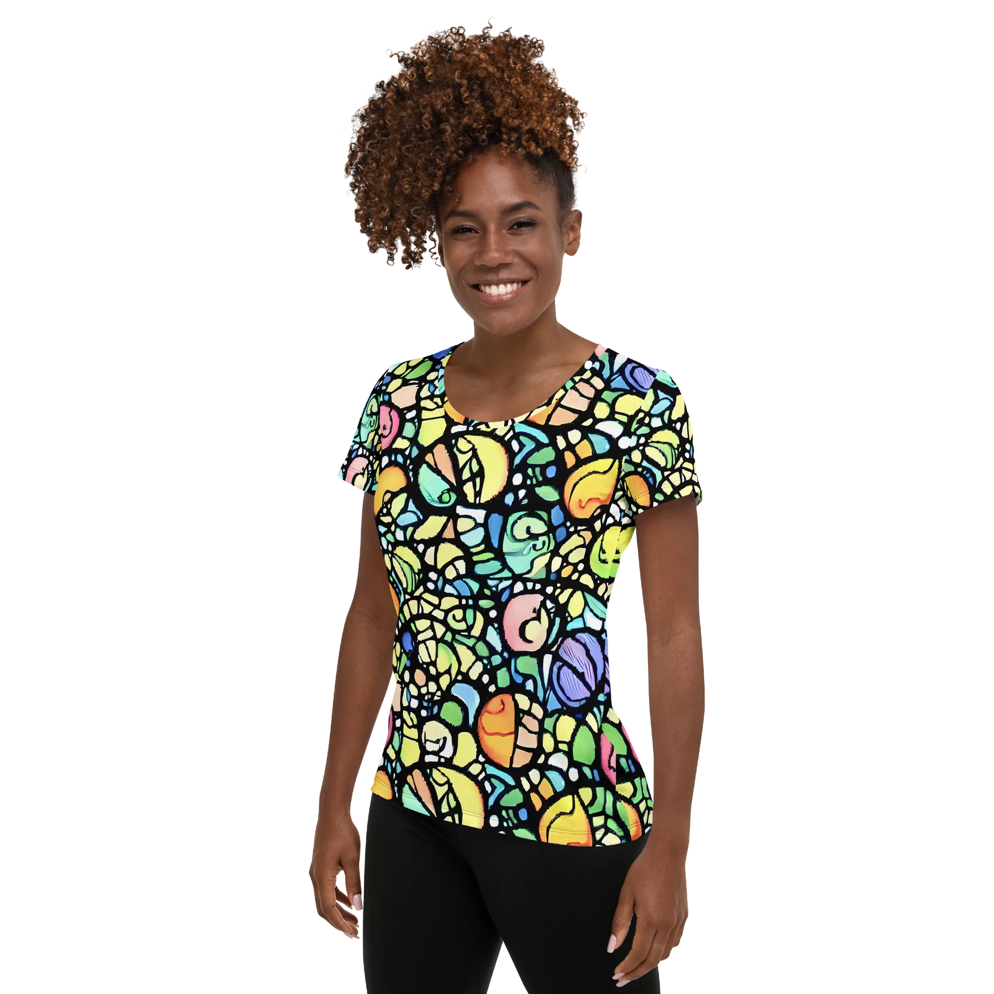 Juicy Geometry on Women's Athletic T-Shirt — Left