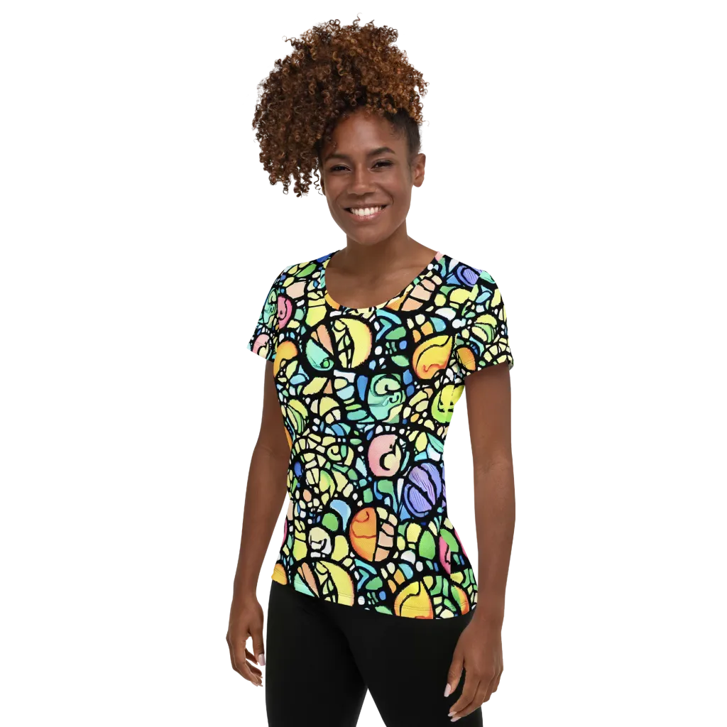 Juicy Geometry on Women's Athletic T-Shirt — Left