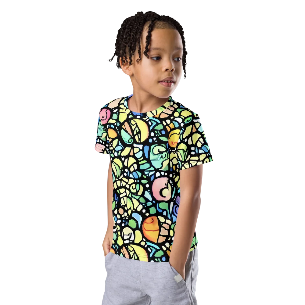 Juicy Geometry on Kids Crew Neck T-Shirt — Left Front