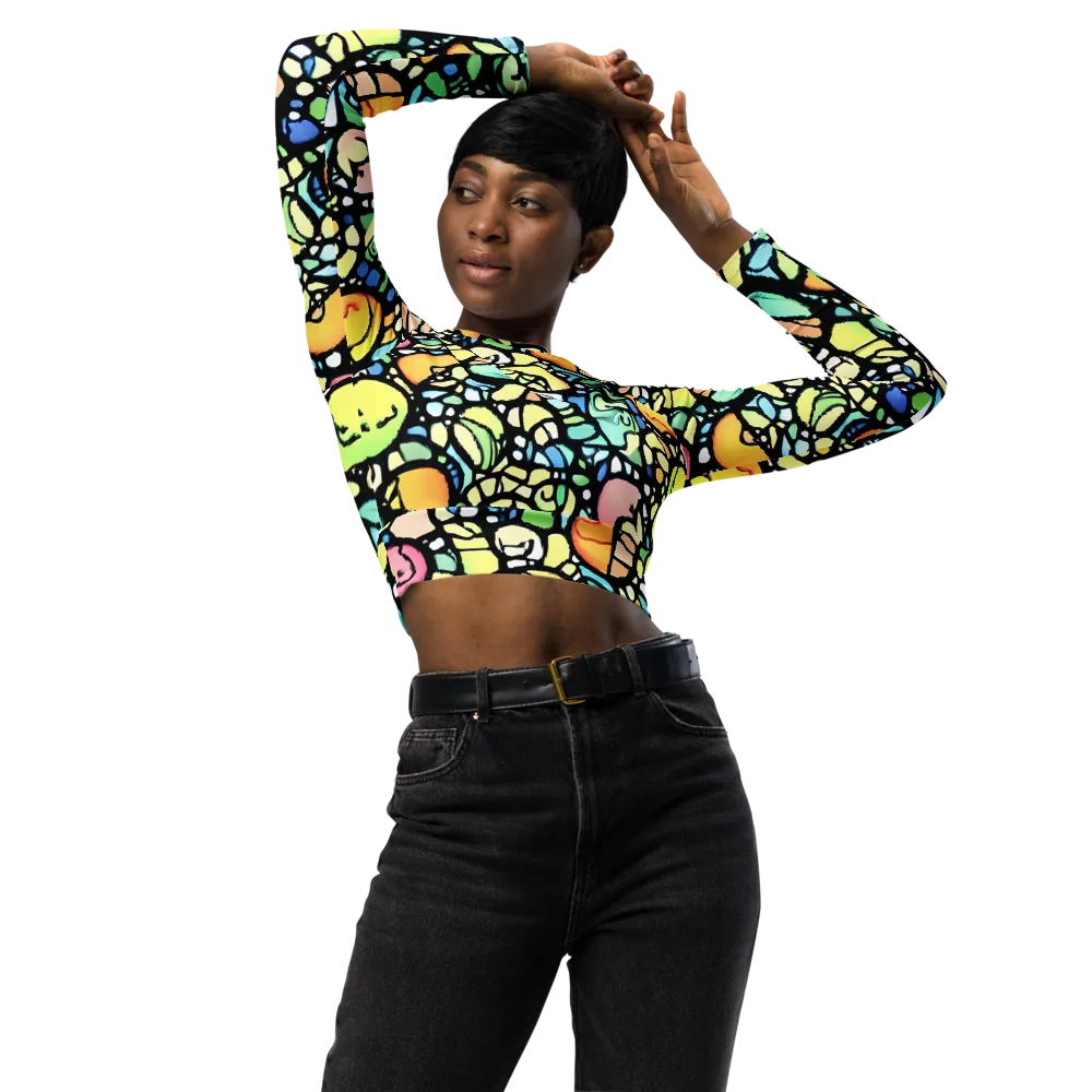 Juicy Geometry on Long Sleeve Crop Top — Front