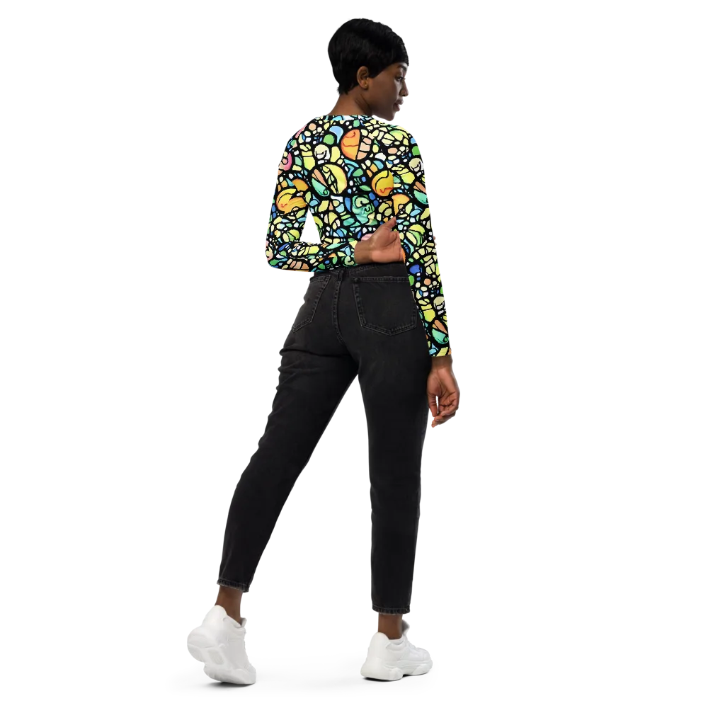 Juicy Geometry on Long Sleeve Crop Top — Right Back