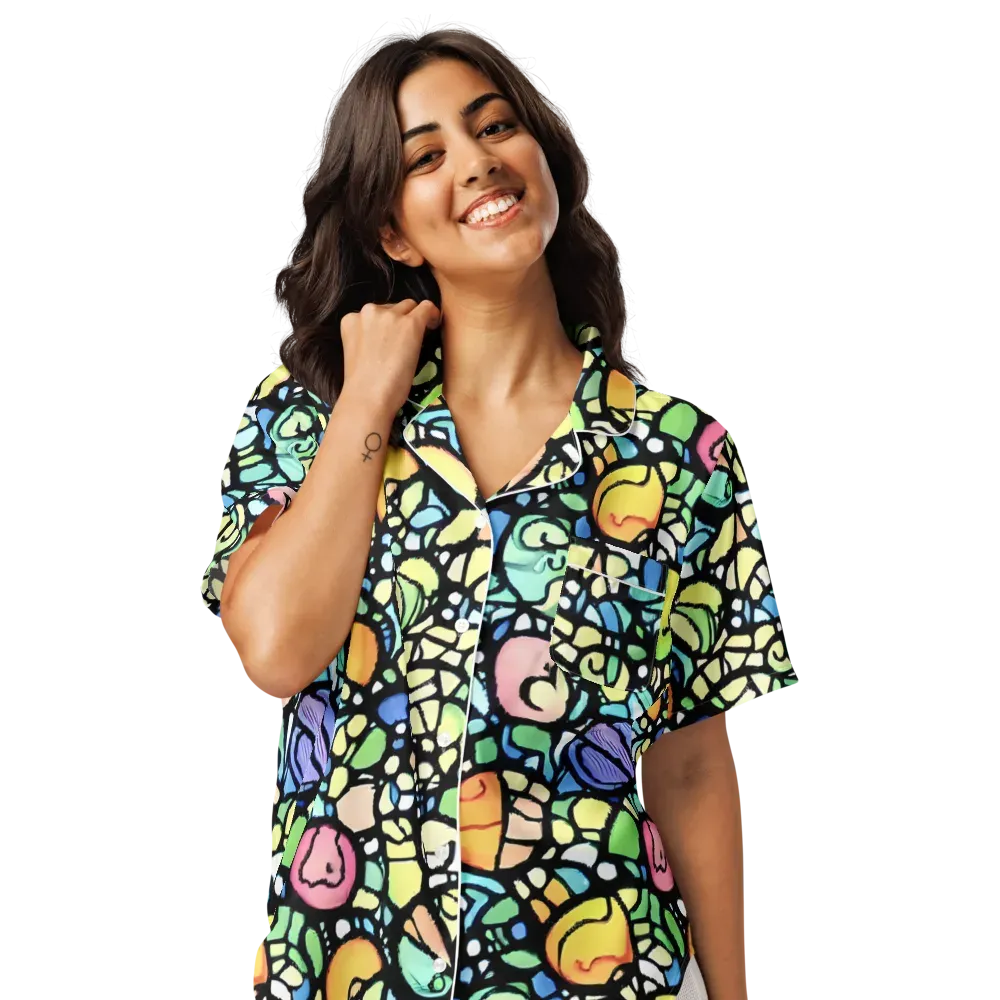 Juicy Geometry on Women's Short Sleeve Pajama Top — Front