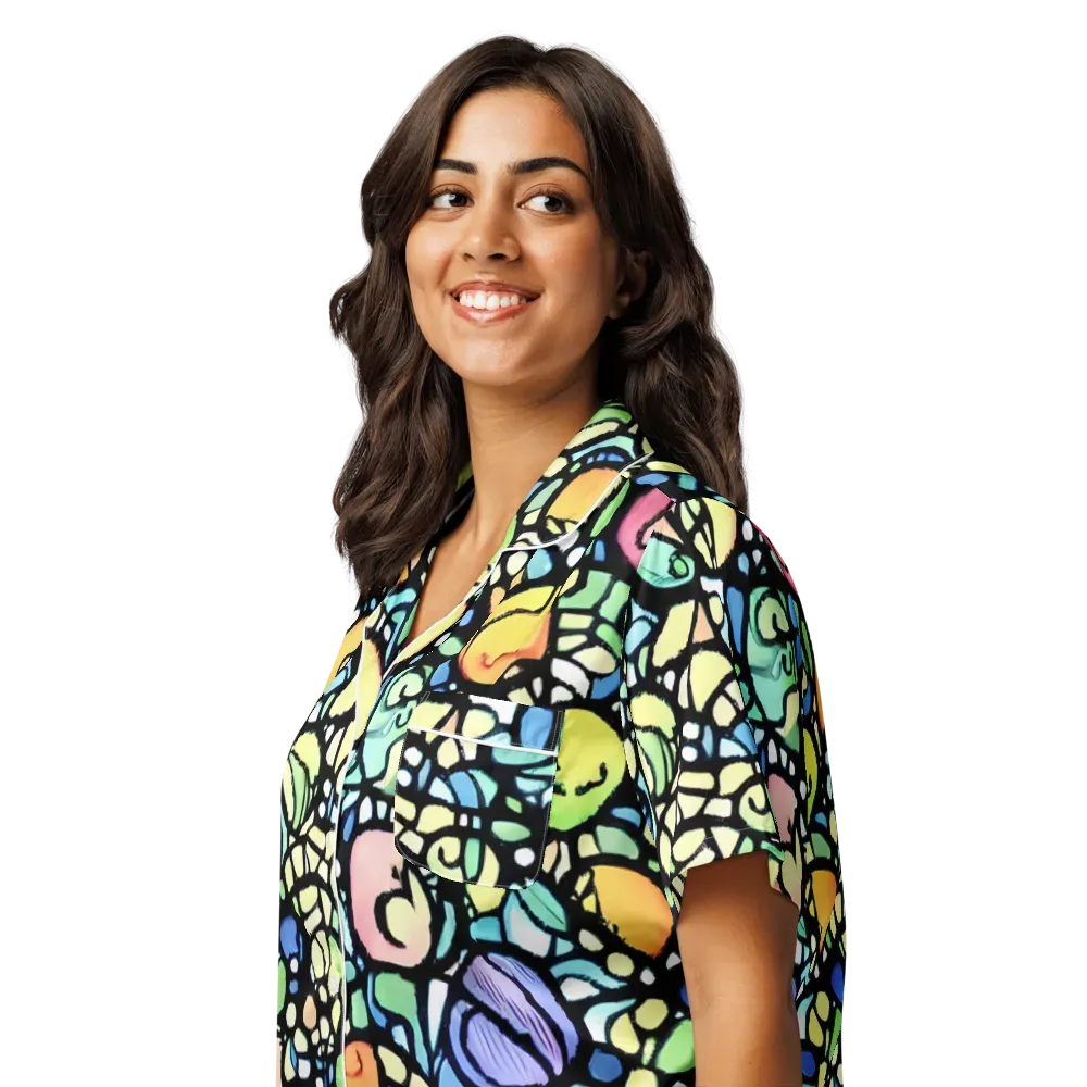 Juicy Geometry on Women's Short Sleeve Pajama Top — Left Front