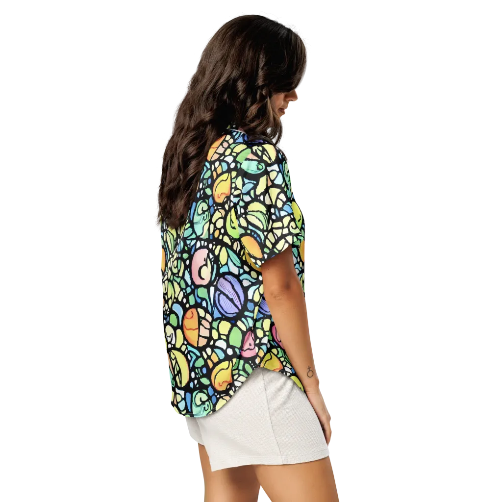 Juicy Geometry on Women's Short Sleeve Pajama Top — Right Back