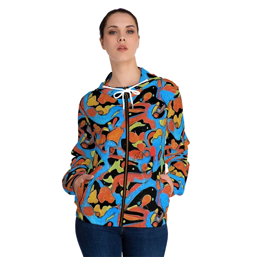 Ultramarine Uproar on Women's Full-Zip Hoodie — Front On Person