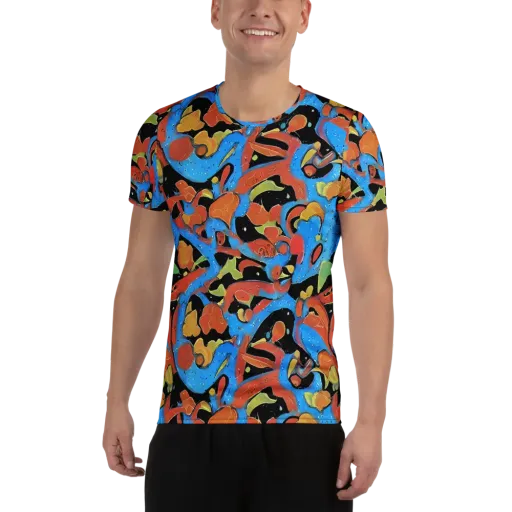 Ultramarine Uproar on a Men's Athletic T-Shirt