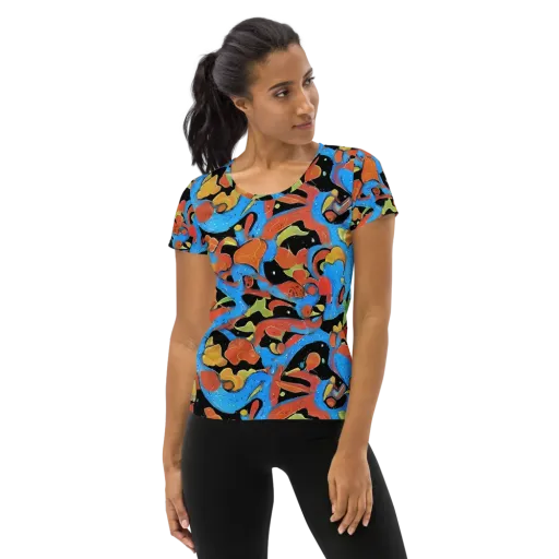 Ultramarine Uproar on a Women's Athletic T-Shirt