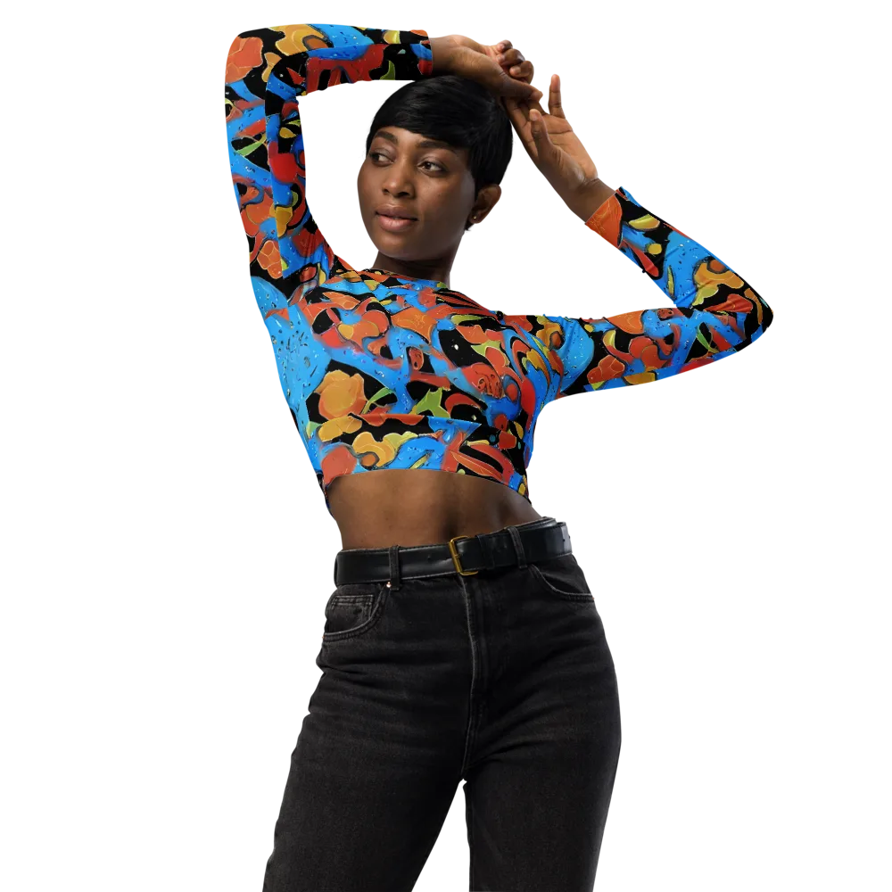 Ultramarine Uproar on Long Sleeve Crop Top — Front