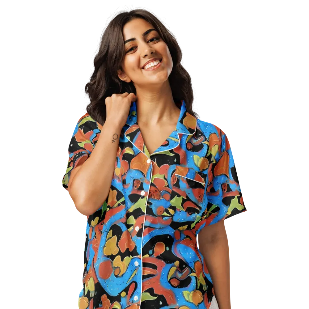 Ultramarine Uproar on Women's Short Sleeve Pajama Top — Front