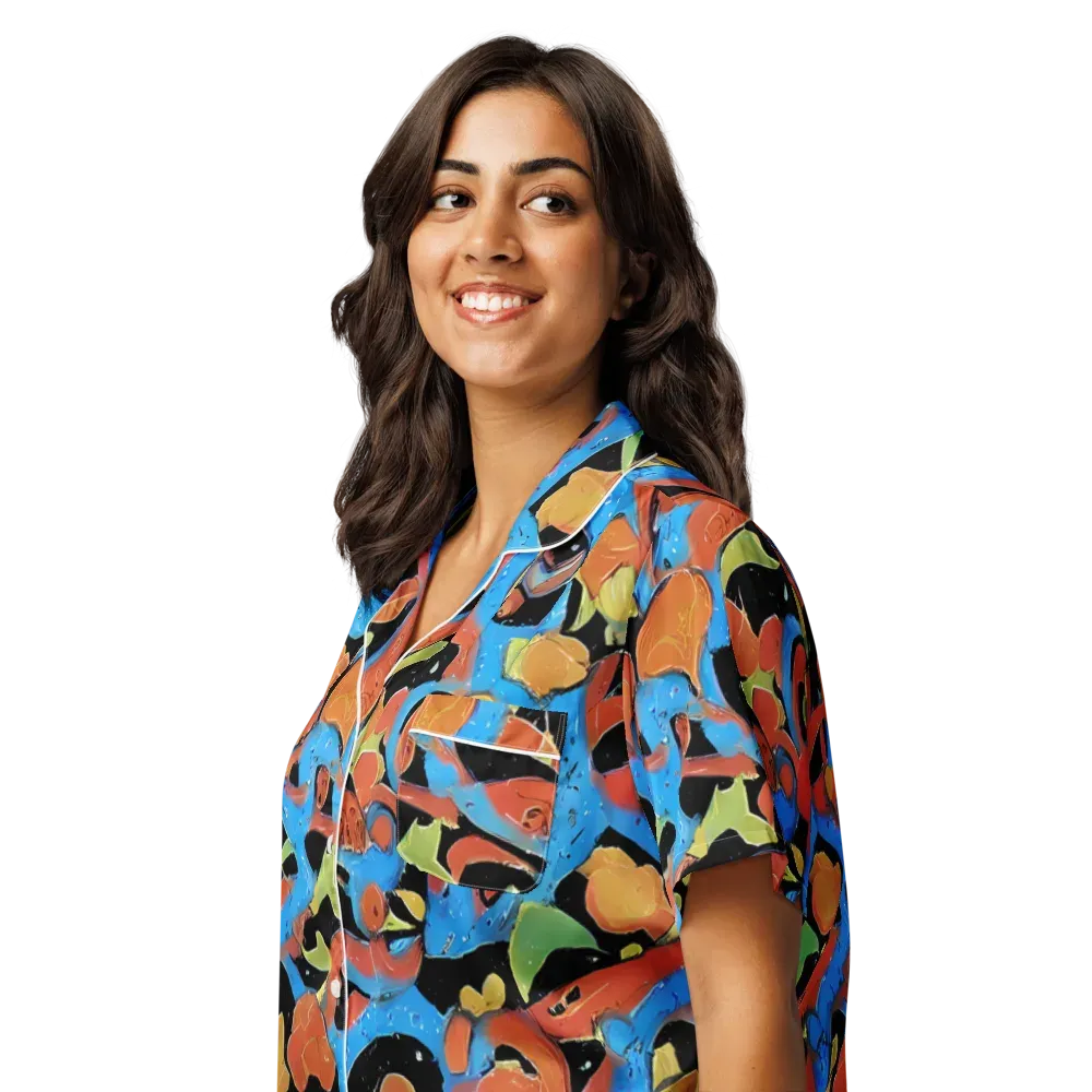 Ultramarine Uproar on Women's Short Sleeve Pajama Top — Left Front