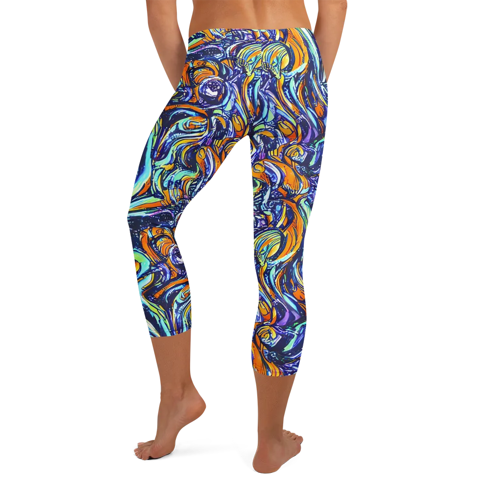 Sonic Marble on Capri Leggings — Back