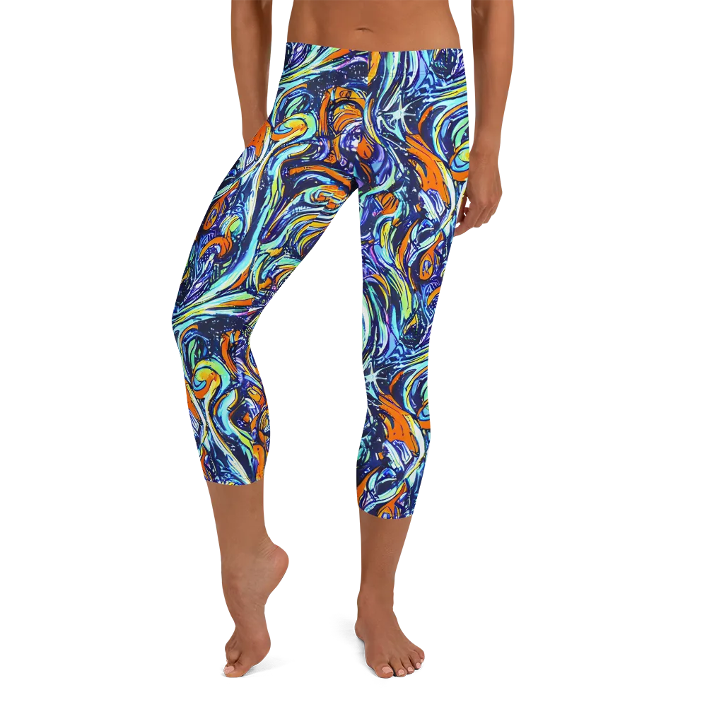 Sonic Marble on Capri Leggings — Front