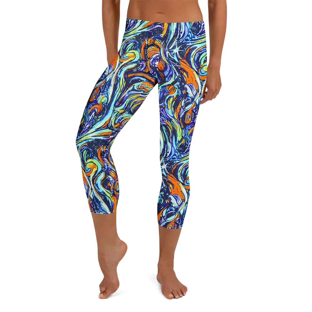 Sonic Marble on Capri Leggings — Front
