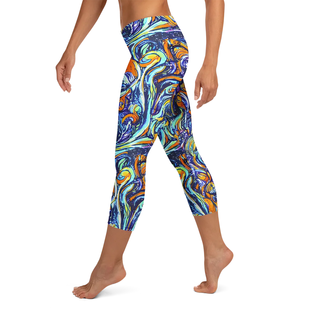 Sonic Marble on Capri Leggings — Left