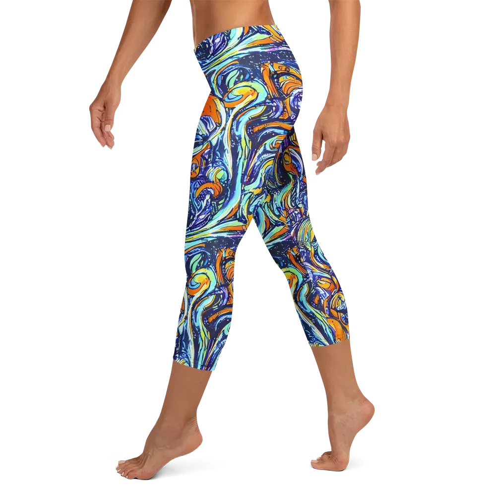 Sonic Marble on Capri Leggings — Left