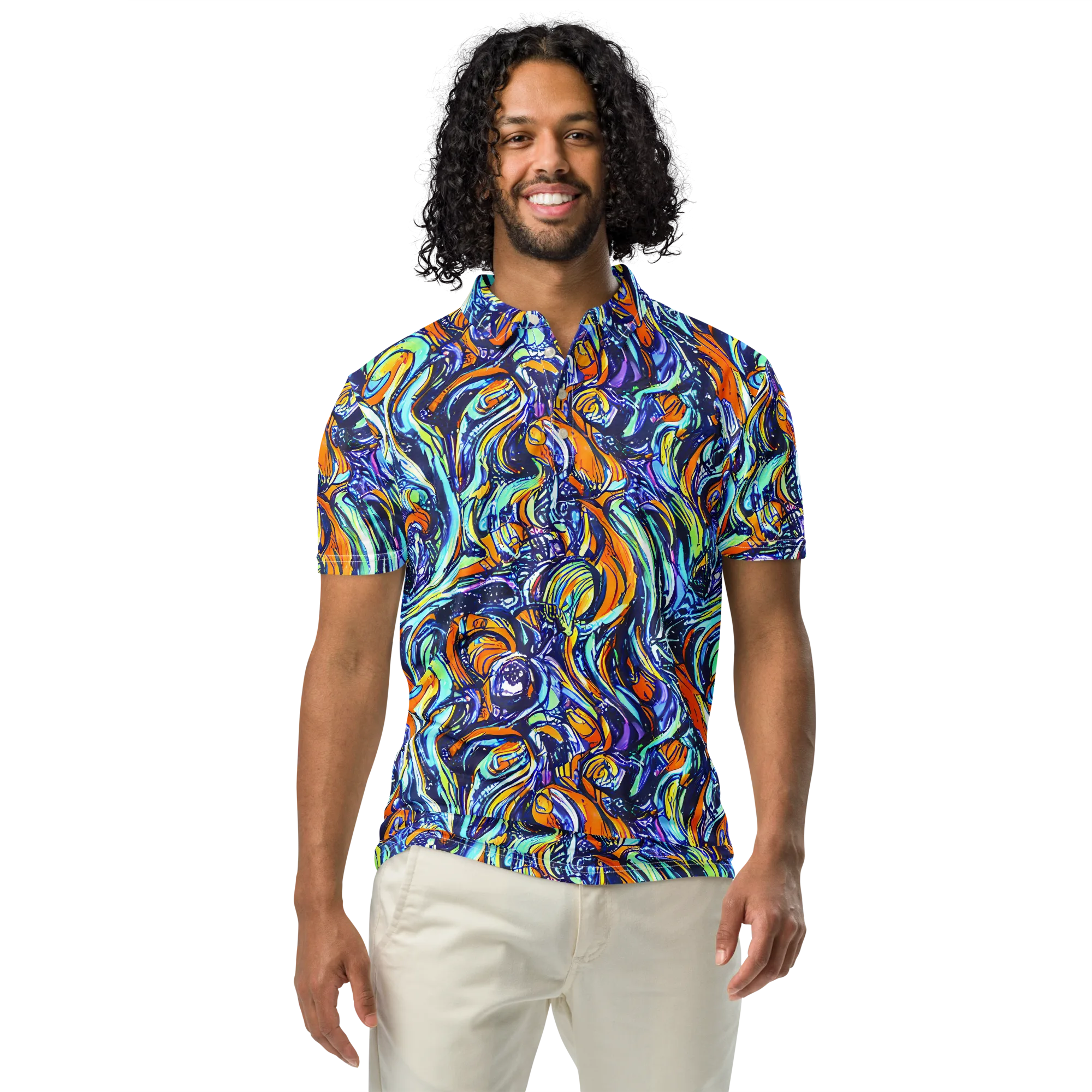 Sonic Marble on Men's Slim Fit Polo Shirt — Front