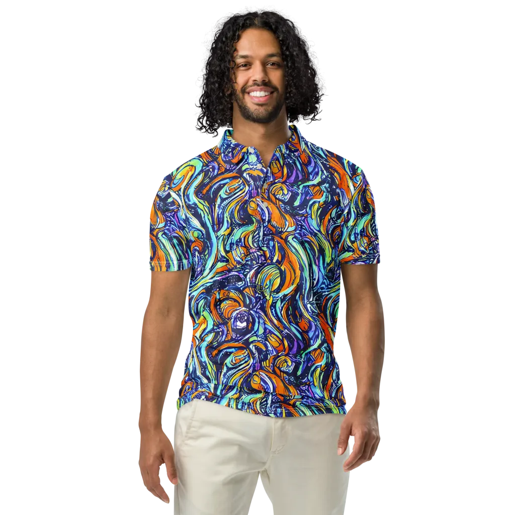 Sonic Marble on Men's Slim Fit Polo Shirt — Front
