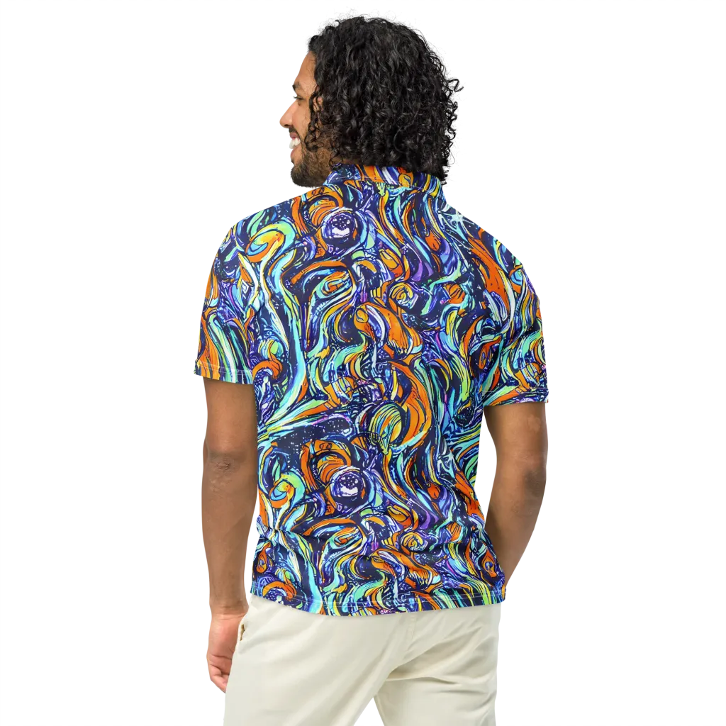 Sonic Marble on Men's Slim Fit Polo Shirt — Back