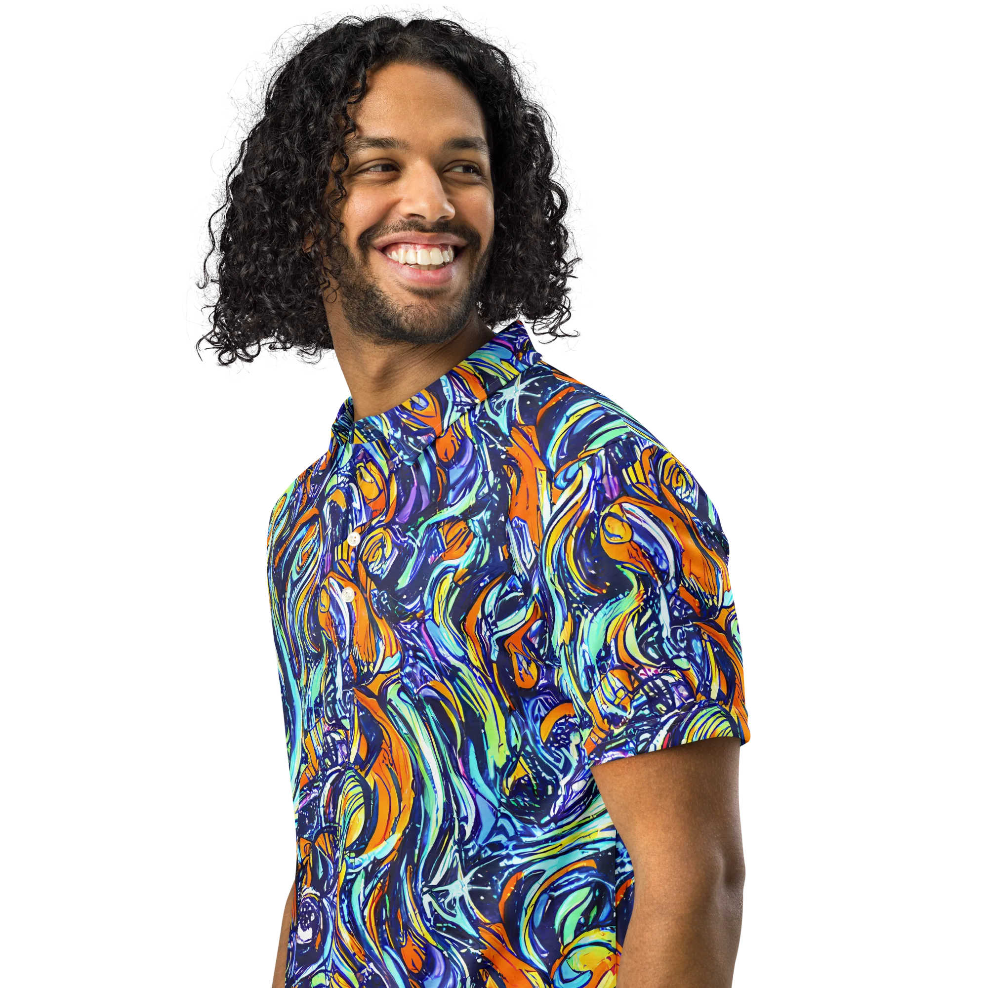 Sonic Marble on Men's Slim Fit Polo Shirt — Left Front