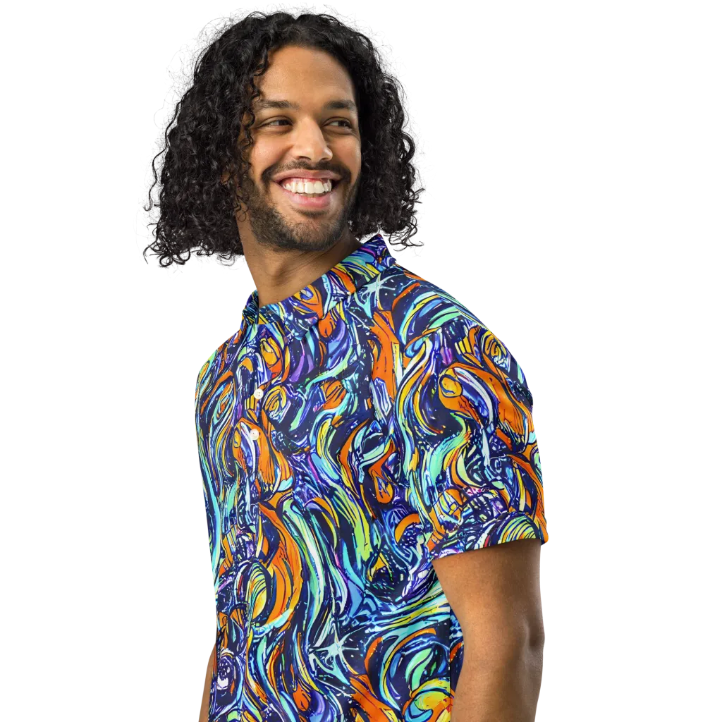 Sonic Marble on Men's Slim Fit Polo Shirt — Left Front